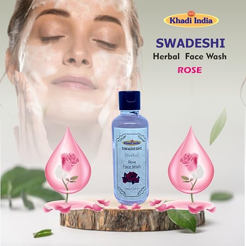 Image of Khadi Natural 100% Herbal Rose Face Wash - Hydrating & Soothing Cleanser for Soft, Glowing Skin, With Natural Rose Extracts, Sulfate & Paraben Free -420ml