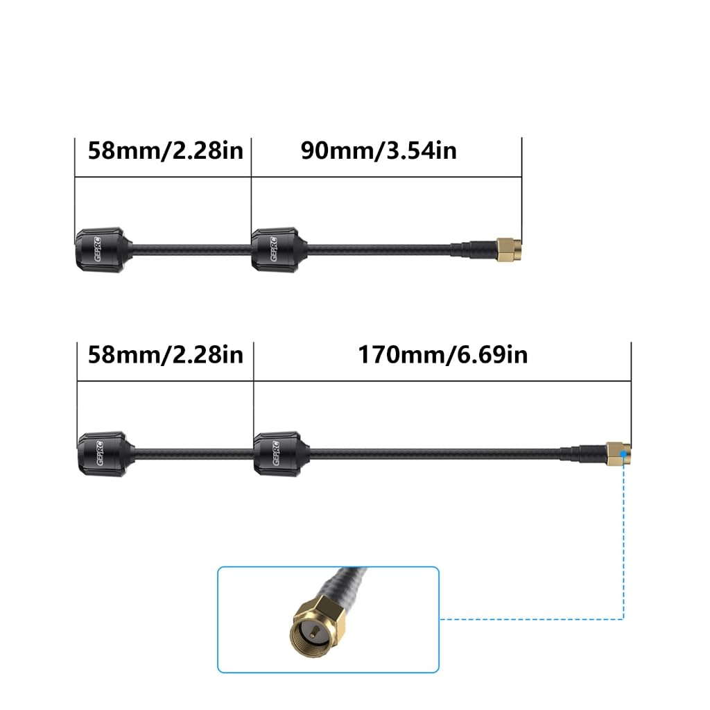 Anteny FPV o długim zasięgu 5,8 G LHCP SMA 170 mm/ 90 mm do quadkopterów dronów FPV