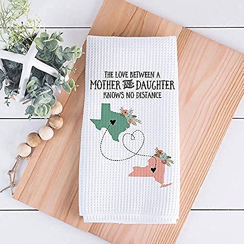 Personalized Kitchen Towel | Two State Mother Daughter | Gift For Mom | Gift For Her | Mother Present | Mothers Day Gift | Long Distance Map Gift | Unique Mom Gift | Gift For Daughter #TOP3