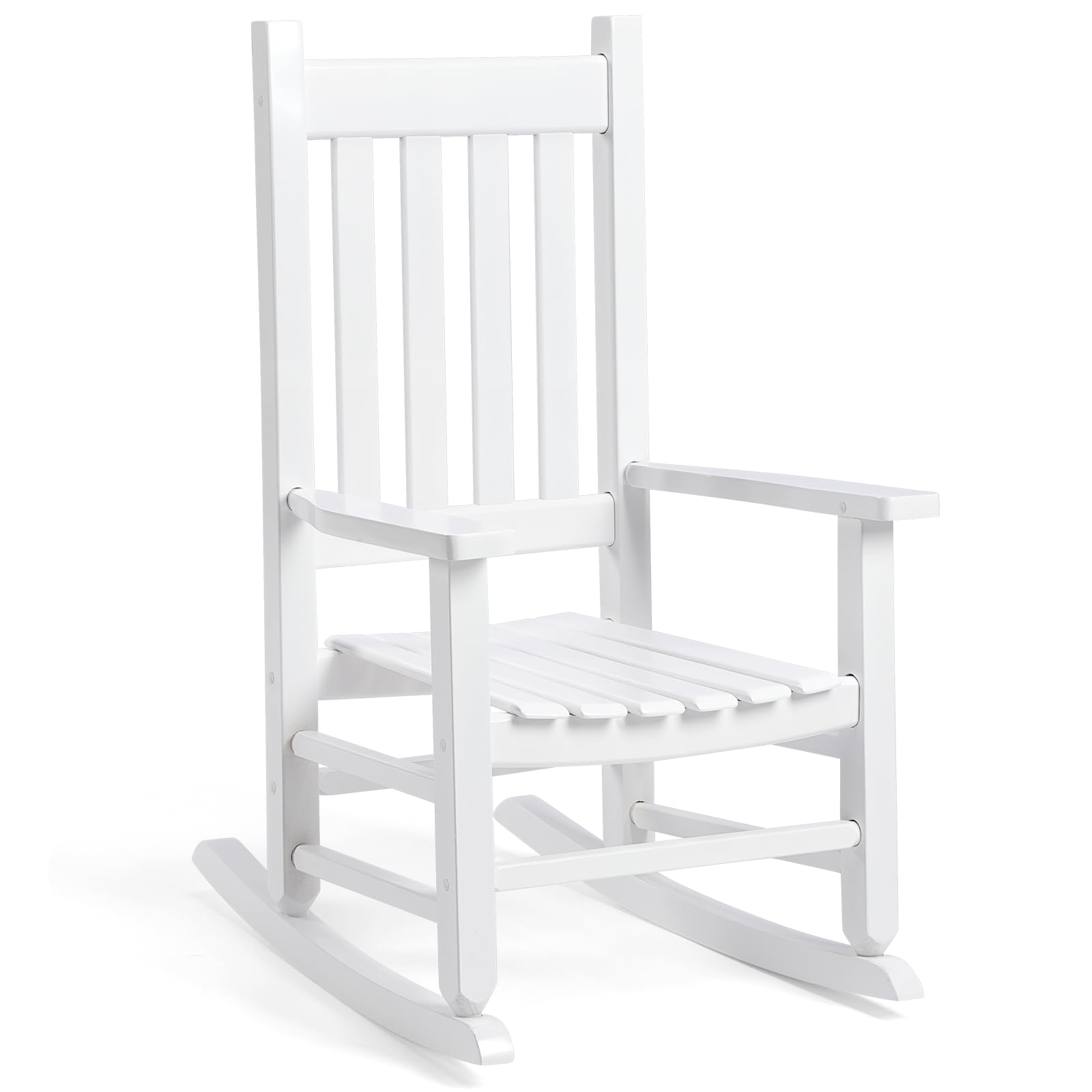 GnL Recsports Child's Wood Porch Rocker - Perfect for Indoor or Outdoor All Weather Porch Rocker for Garden,Lawn,Balcony,Backyard and Patio Porch Rocker Use - Suitable for 6-10 Years Old (White)