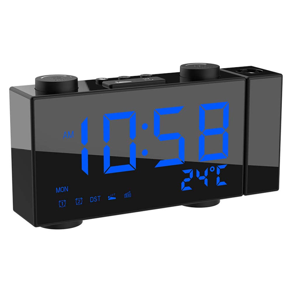 Réveil à projection LED bleu pour lire l'heure sans bouger de votre lit chaud