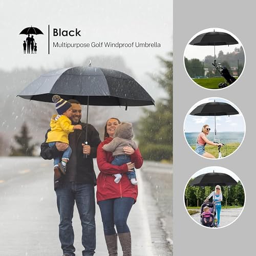 PARSPAR 60 Inch Windproof Golf Umbrella, Black - Image 7