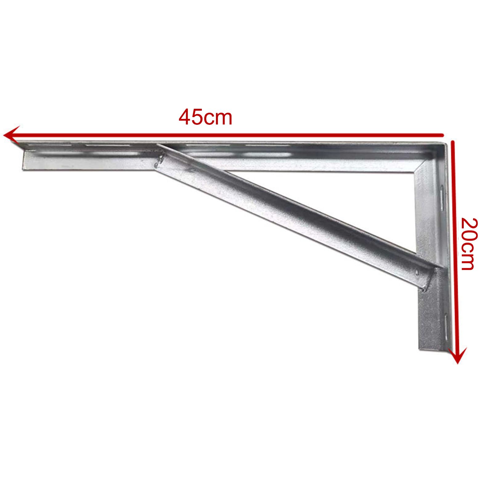 2 Pezzi Staffa per Mensola Galleggianti,Supporti per Mensole Pesanti a Parete Triangolare,Staffa Angolare Reggimensola per Scaffali Supporto di Metallo,con Viti,Argento (45cm)