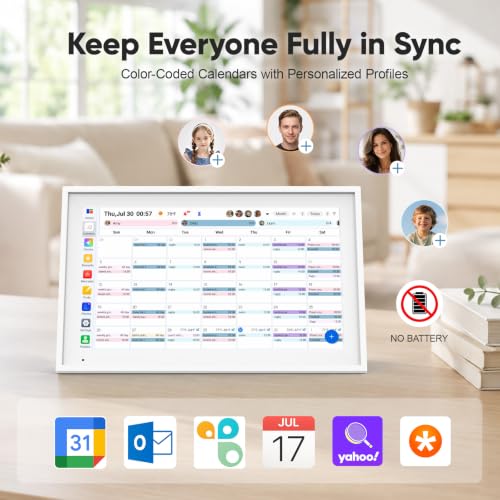 Image of Digital Calendar 15.6 inch Smart Calendar&Chore Chart, 1080P Interactive Touchscreen Electronic Calendar for Family Schedules, 64GB Digital Picture Frame WiFi, Wall Mountable, AiMOR APP-White
