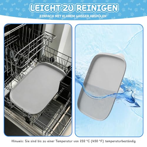 Hundefuttermatte - Silikon-Futtermatte für Haustiere, rutschfeste Katzennapfmatte, Wasserdichtes Tablett-Kissen, Napfunterlage Katzen für Mittlere und Kleine Haustiere (Hell-Grau, 45x30 cm)