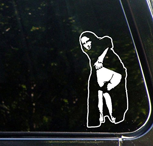 Yadda-Yadda Design Co. Moona Lisa - Mona Lisa Moon - Car Vinyl Decal Sticker - (4" w x 8" h) (White)