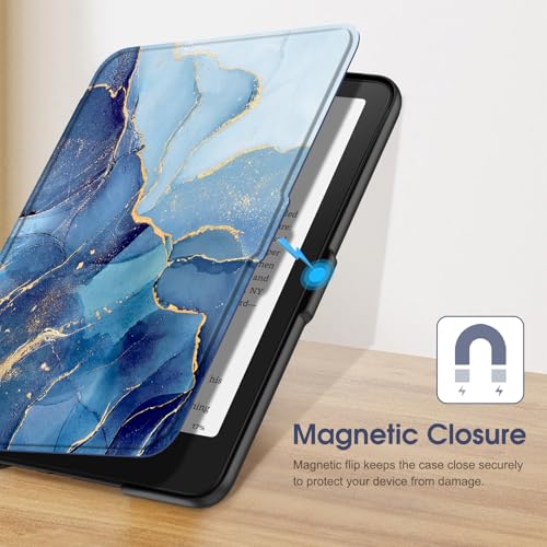 Image of Fintie Case for 7 inch All-New Kindle Paperwhite (12th Generation, 2024) and Kindle Colorsoft Signature Edition - Slim Lightweight Shell PU Leather Protective Cover with Auto Sleep /Wake, Ocean Marble