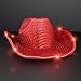 FlashingBlinkyLights Red Sequin Light Up LED Cowboy Hat with Red LED Brim
