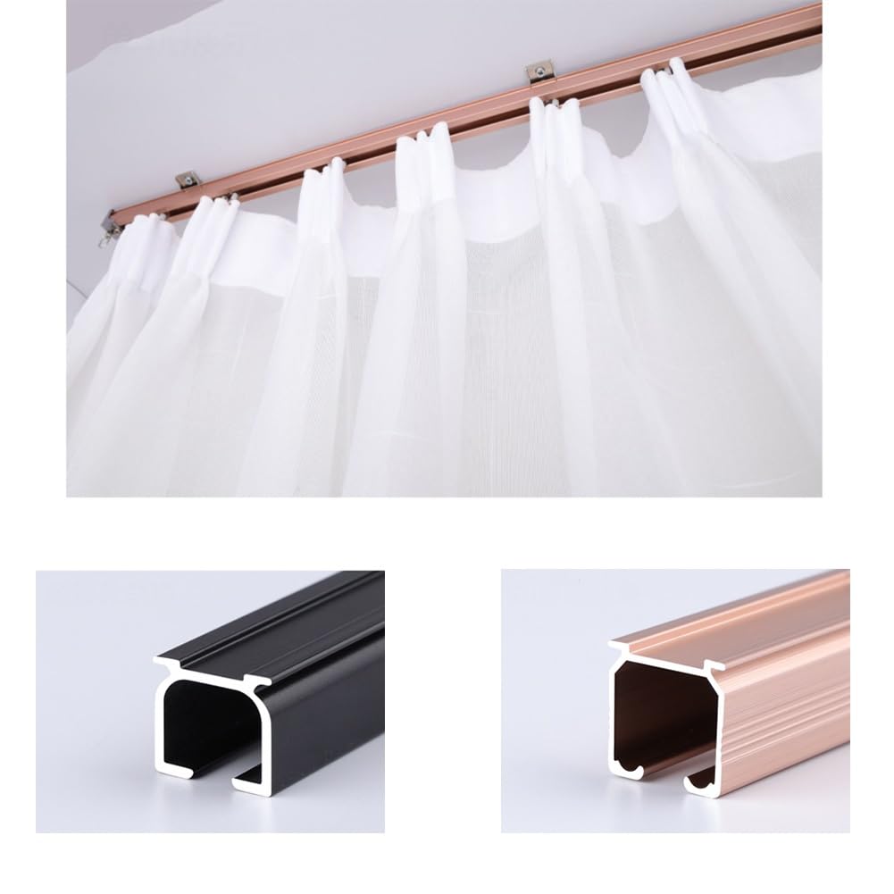 Binario Per Tenda In Alluminio Super Resistente - Montaggio Soffitto/Parete, Nero, Lunghezza 0,9 M (Tagliabile)