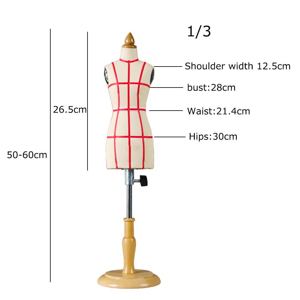 Schneiderpuppe, kleine Schneiderpuppe, weiblich, verstellbare Höhe, Schneiderpuppe, Mini-Puppenkleid, Puppenhauszubehör, Dekoration (1/3)