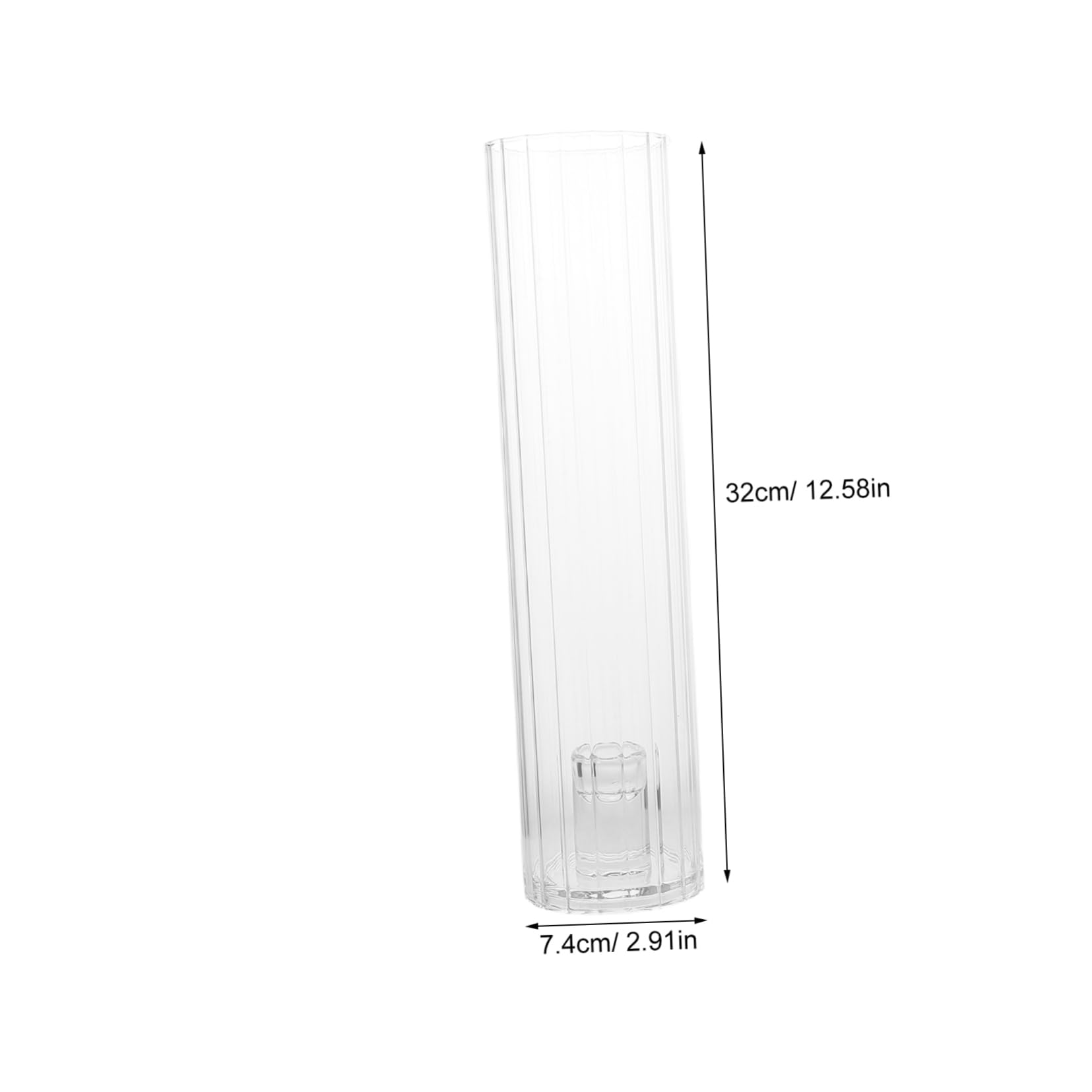 Ciieeo 2 Sets Hurricane Candle Holder: Clear Sleeve Bottomless Glass Cylinder Candleholder - Tall Open Ended Chimney Tube Striped Cover Shade for Table Centerpiece Wedding