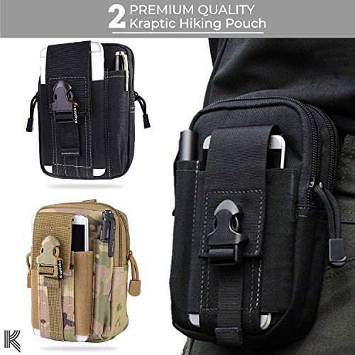 Image of Kraptick Multi-Purpose Water Resistant Waist Bag with Dual Compartment, Waist Bag Mobile Phone Holder, Waist Pack for Men, Women Camping Hiking Pouch (CP Camouflage & Black Grey) (Combo of 2)