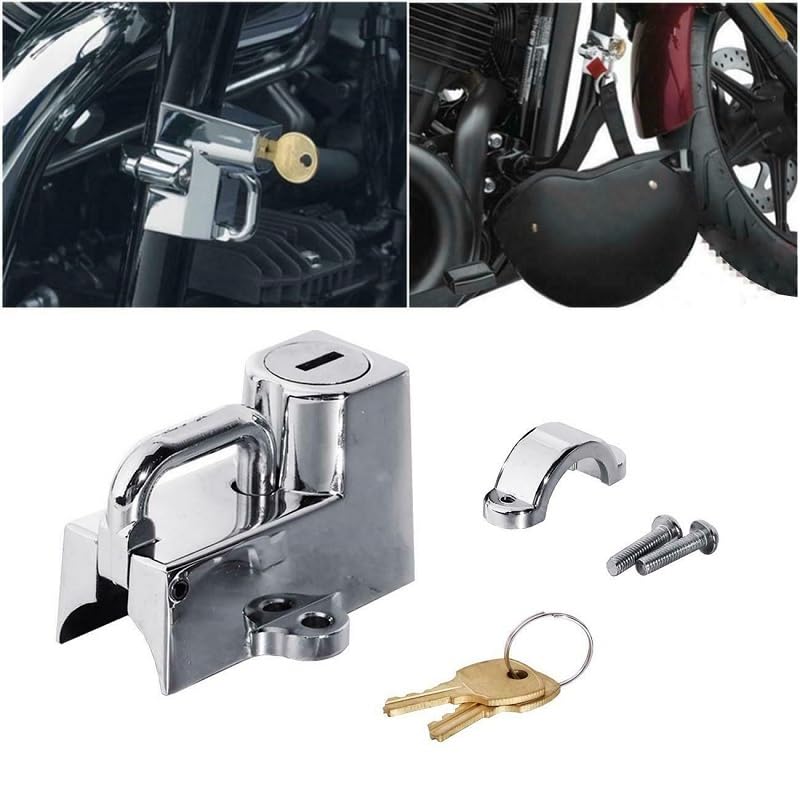 Black Aluminum Handlebar Helmet Lock For Harley Softail, Dyna, Touring & FL – Fits 1996–2024