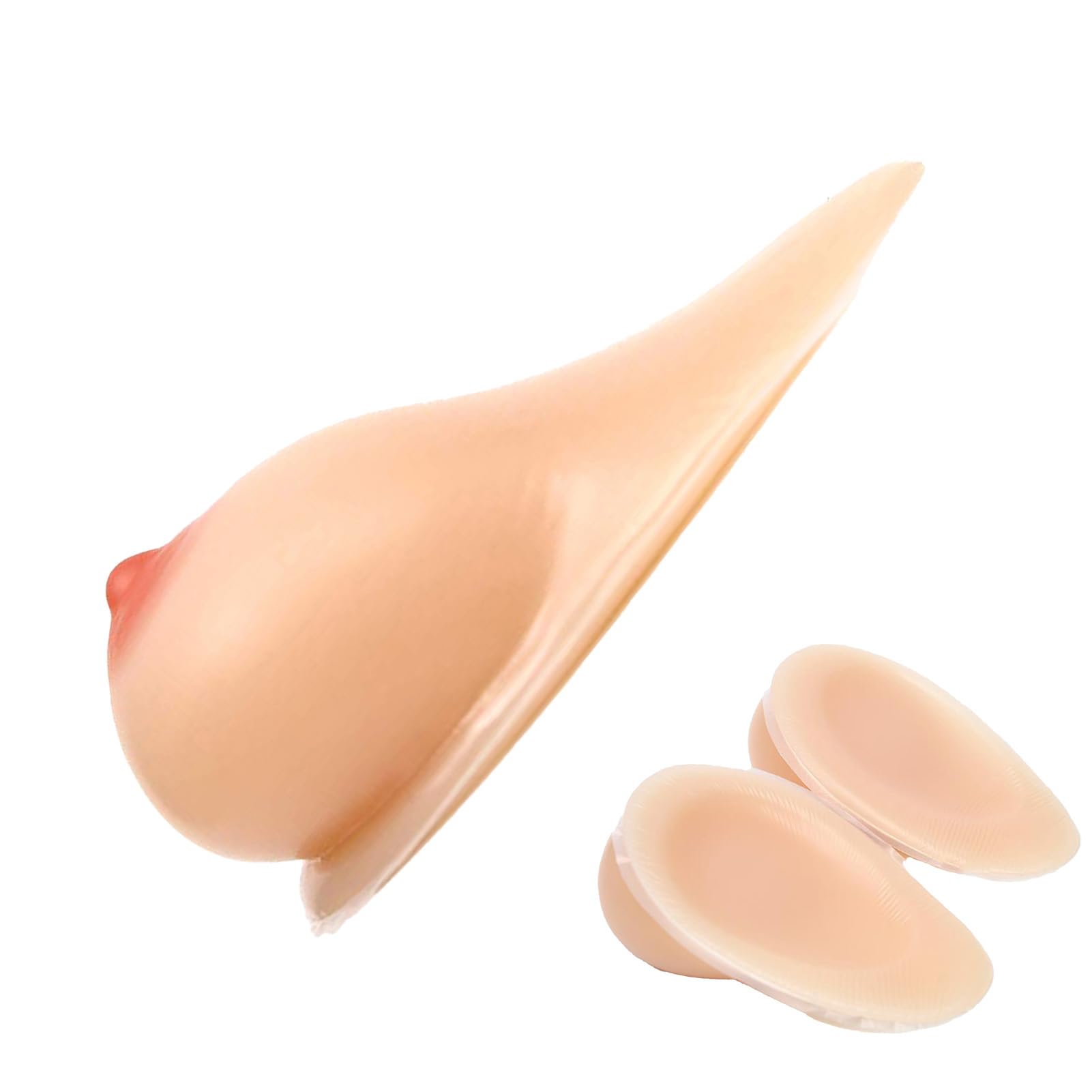 OSEMISS Self-Adhesive 1 Pair Silicone Breast Forms Teardrop Fake Boobs Breast Enhancers for Mastectomy Prosthesis Crossdresser Transgender Cosplay,Nude,C|Cup (800g/Pair)