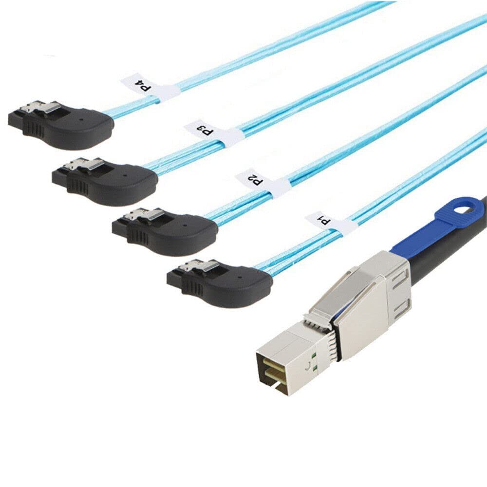 Cable Mini SAS SFF-8644 premium con IC activo a 4 SATA de 3 metros color negro 6