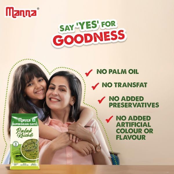 Image of Manna Masala Oats 900g, Palak Khichdi, Rich in Protein and Fibre, No palm oil, Artifical Colors or preservatives.
