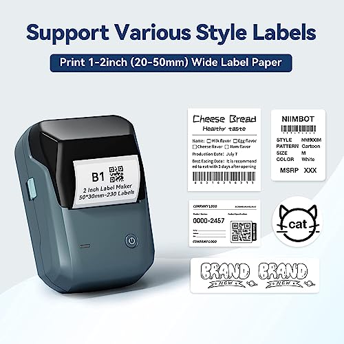 Image of B1 Bluetooth Label Printer - Small Portable Thermal Label Maker | Wireless Connectivity | 2 inch Inkless Printing | Barcode, Mini Stickers, Bill, Receipt Machine for Home, Office & Students