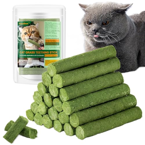 PawsGear 120g/4.23oz Cat Grass Teething Stick Hairballs,Chew Sticks for Cats,Catnip Toys Sticks Indoor Kitten Chew Stick