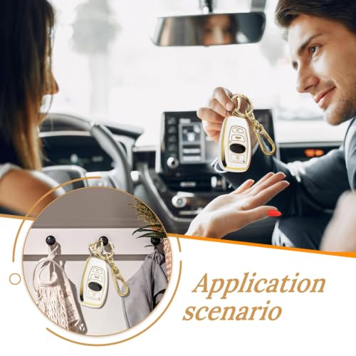Image of for Subaru Key Fob Cover with Upgraded Anti loss Durable Metal Keychain, Fashionable Soft Case for WRX BRZ Ascent Crosstrek Forester Impreza Legacy STI (Gold, A1)
