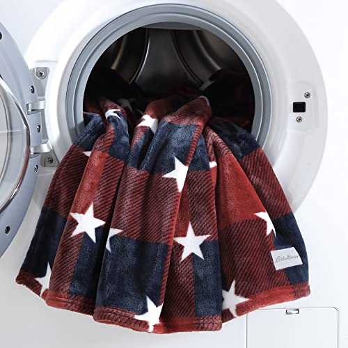 Image of Eddie Bauer - Throw Blanket, Ultra-Soft Reversible Plush Fleece Blanket, Cozy Lightweight Bedding for Couch & Bed (Americana Plaid Red, 50' x 70')