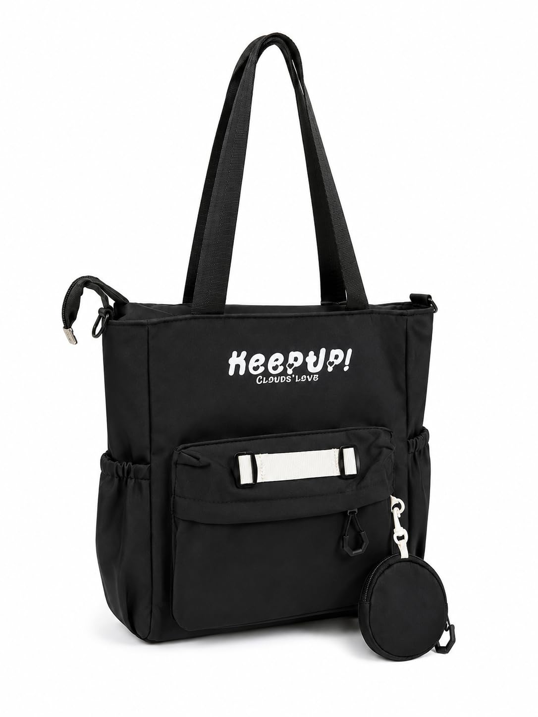 Multi Pocket Tote Bag for Women | Cute Shoulder Handbag with Side Bottle Pockets | Kids Diaper Bag/Womens Shopping Bag - Color may Vary-image-8