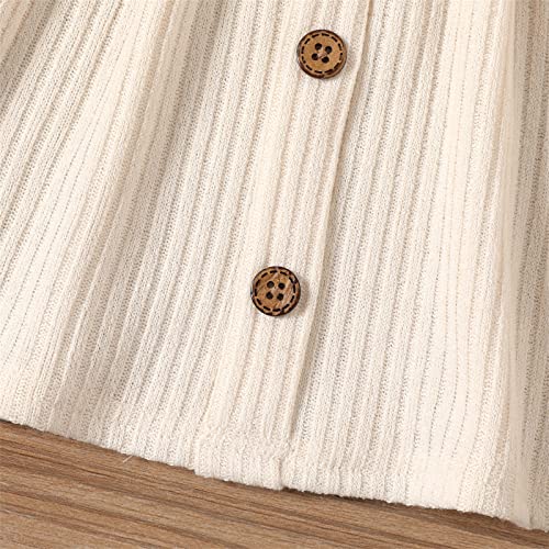 Patpat Baby Girls Sleeveless Dress Infant Crewneck Solid Rib Knit Tank Skirt Dress Headband 3-6 Months #TOP4