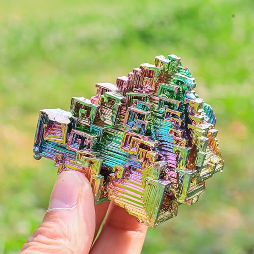 Image of Bismuth Ore Crystal - 150-200g (5.3-7 oz) Iridescent Rainbow Metal Art Specimen - Home Decoration, Education, Healing Stone, Collection