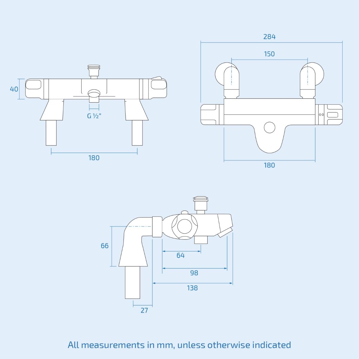 Winstead - Grifo mezclador termostático para ducha de baño, cromado, latón macizo, dispositivo antiquemaduras, válvula de ducha de repuesto fácil de instalar
