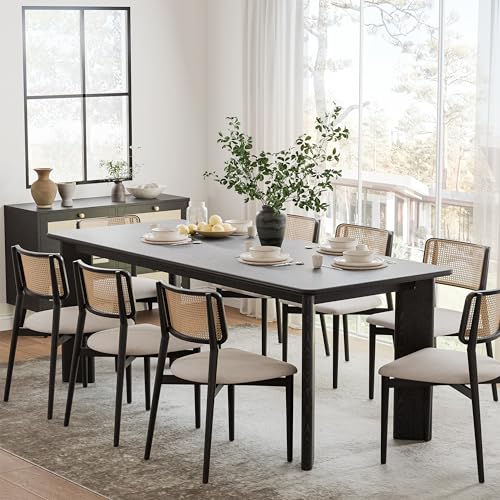 Image of Casaphoria 79 inch Farmhouse Dining Table for 8，Wood Rectangular Living Room Table, Modern Kitchen Table with Sturdy Base & Thickened Tabletop, Easy to Assembly & Clean, Black
