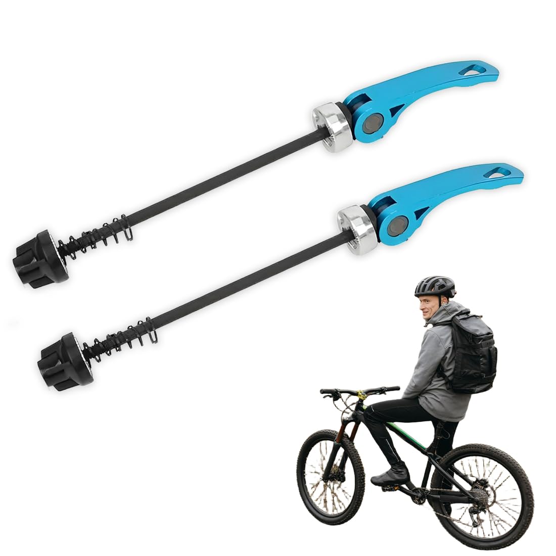 2 Pezzi Sganci Rapidi in Lega per Bici, Spiedini Bici in Lega di Alluminio,Bicicletta Mozzo Ruota Spiedini Set, per Bicicletta Mozzo Ruota Anteriore 115mm e Posteriore 150mm