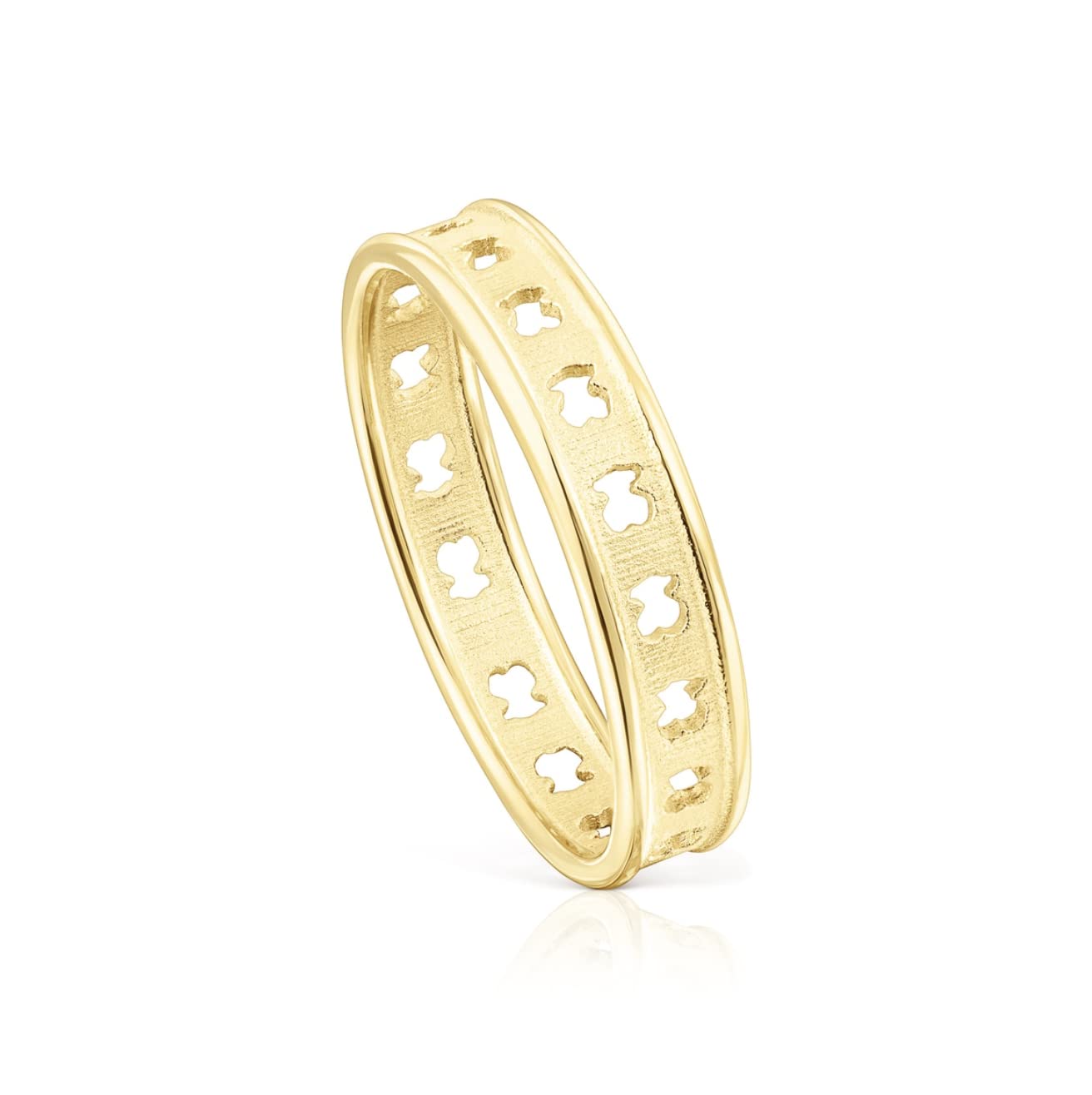 TOUS Anillo con baño de oro 18 kt sobre plata y siluetas de oso TOUS Bear Row