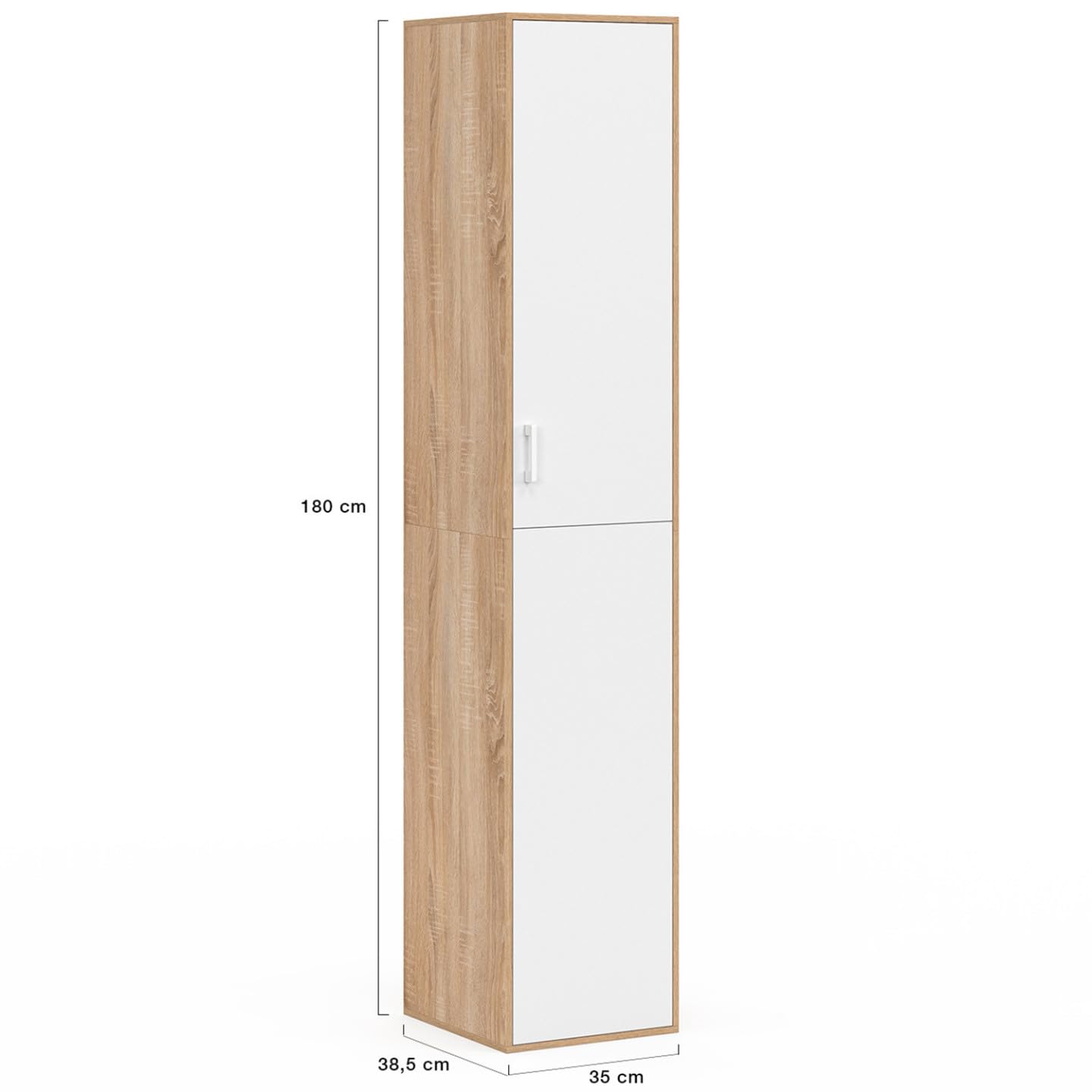 IDMarket - Büroschrank 180 cm multifunktional Sylvia weiß und Holz 1 Tür 3 Regale
