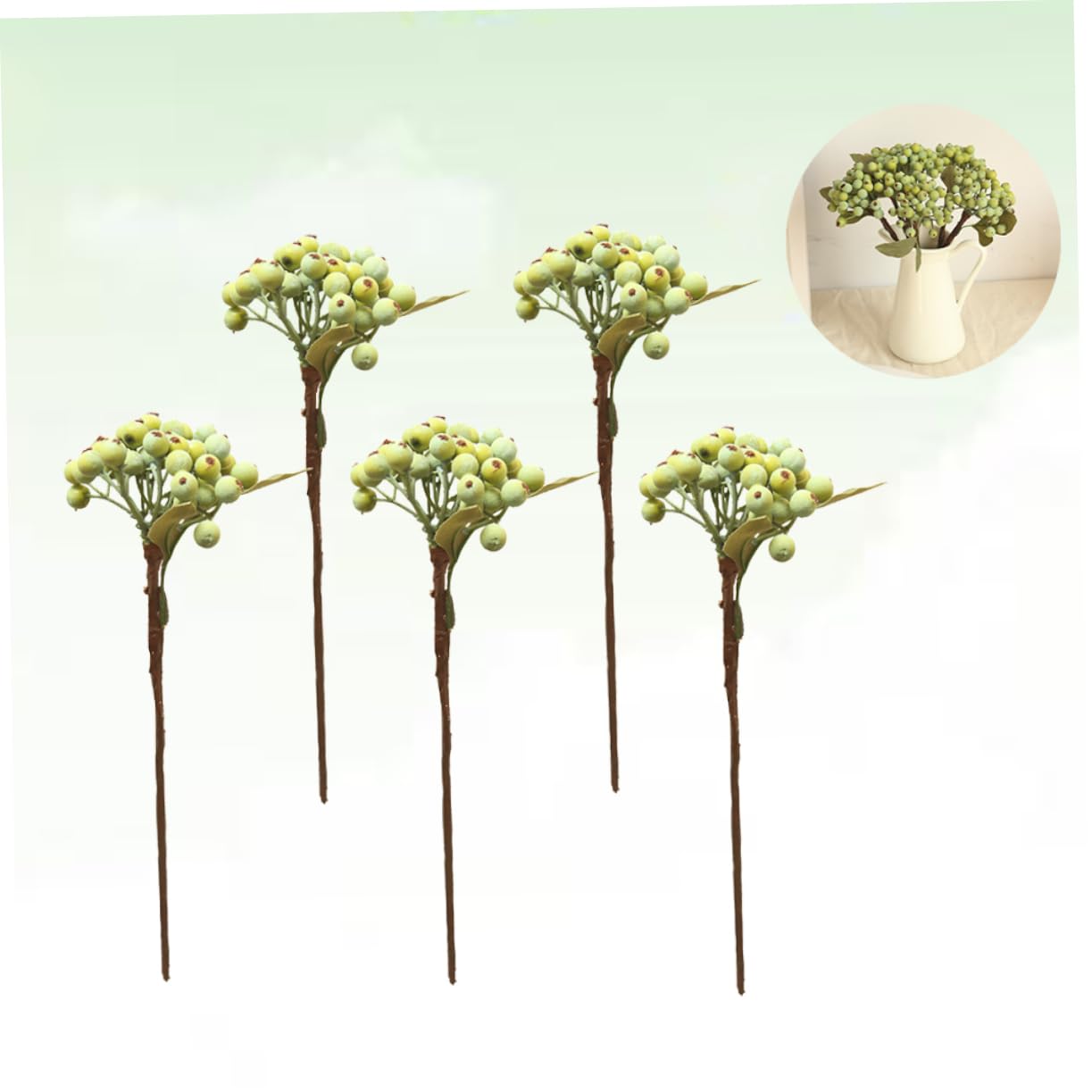 TOPBATHY 15pezzi Bacche Artificiali Verdi Per Decorazioni Natalizie e Feste Fiori Finti Realistici Per Matrimonio Ufficio Centro Tavola e Altre Occasioni Speciali