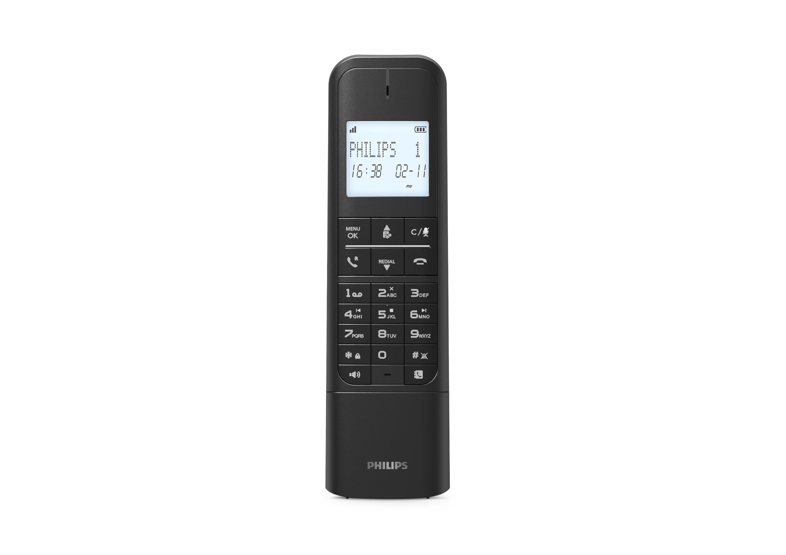 Philips schnurloses Festnetztelefon M4751B mit Anrufbeantworter, Display mit Hintergrundbeleuchtung, Freisprecheinrichtung, Anrufsperre, ECO-Modus, 14 Stunden Sprechzeit, Wandmontage