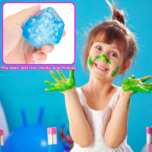 Image of Ice Cube Squishy Toy, Transparent Blue Silicone Hand Squeeze Fidget Toy with Snowflake Design, Soft Sensory Stress Ball for Kids and Adults, Desk, Travel and Gifting, Pack of 1
