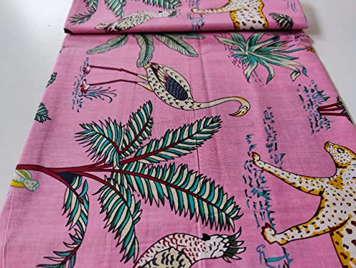Image of Floral Printed Cotton Fabric Cloth Hand Block Print Fabric Women Material Running Jaipuri Hand Block Printed Women Dress Material Kurtis Natural 44 inch Inches Width 2.5 Meter (Pattern 24)
