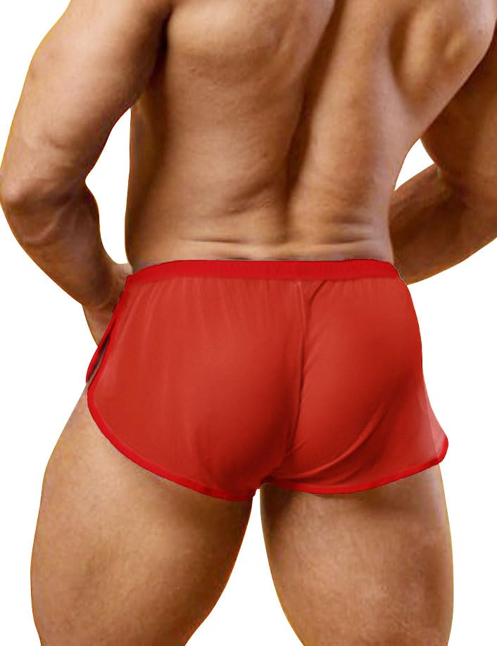 YCHSXAIZ Pantalones Cortos de Cintura Baja Masculinos Pantalones Cortos de Boxeo Casual exóticos Color Rojo Size M