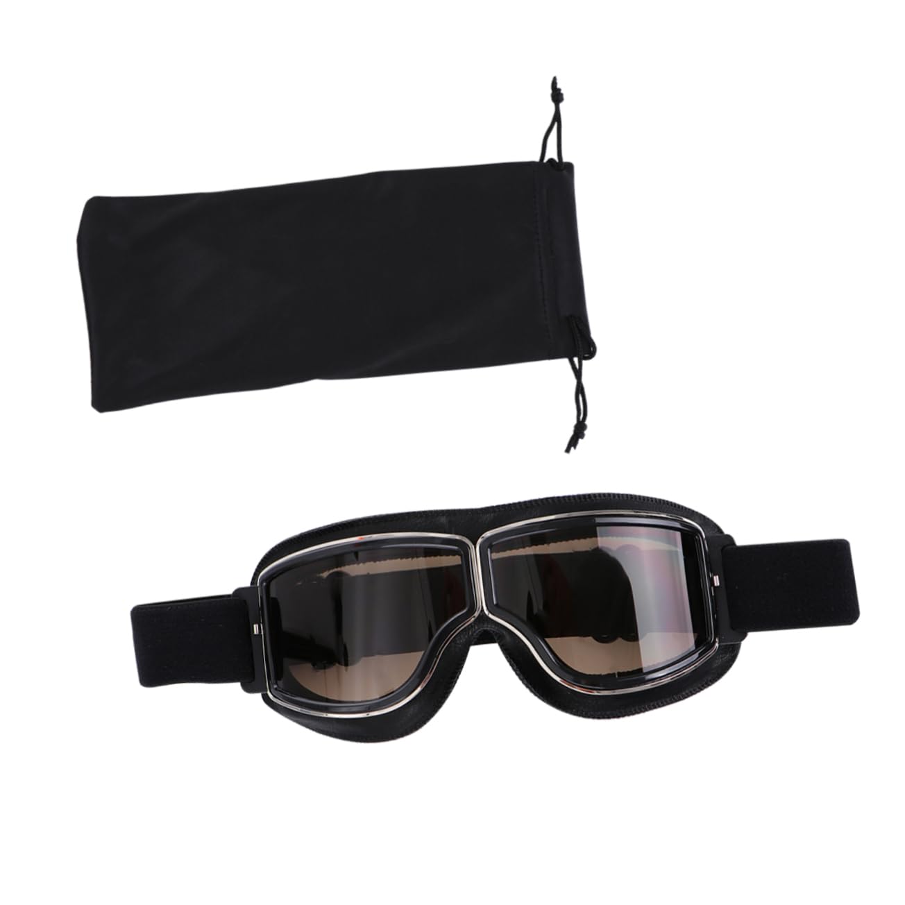 Motorcycle Riding Glasses Goggles with Adjustable Elastic Band, Black Pc