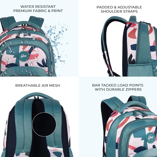 Image of Gear Diva 17 inch /33L Large Water Resistant School Bag /Casual 4 Compartment Backpack /Daypack /Travel 4 Compartment Backpack /Kids Bag for Girls - Green