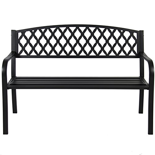 Best Choice Products 50" Patio Garden Bench Park Yard Outdoor Furniture Steel Frame Porch Chair Seat - Image 3