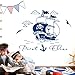 Grandora Wandtattoo Piratenschiff Anker + Wunschname I azurblau (BxH) 79 x 47 cm I Schiff Kinderzimmer Sticker Aufkleber Wandsticker Wandaufkleber Pirat W5505