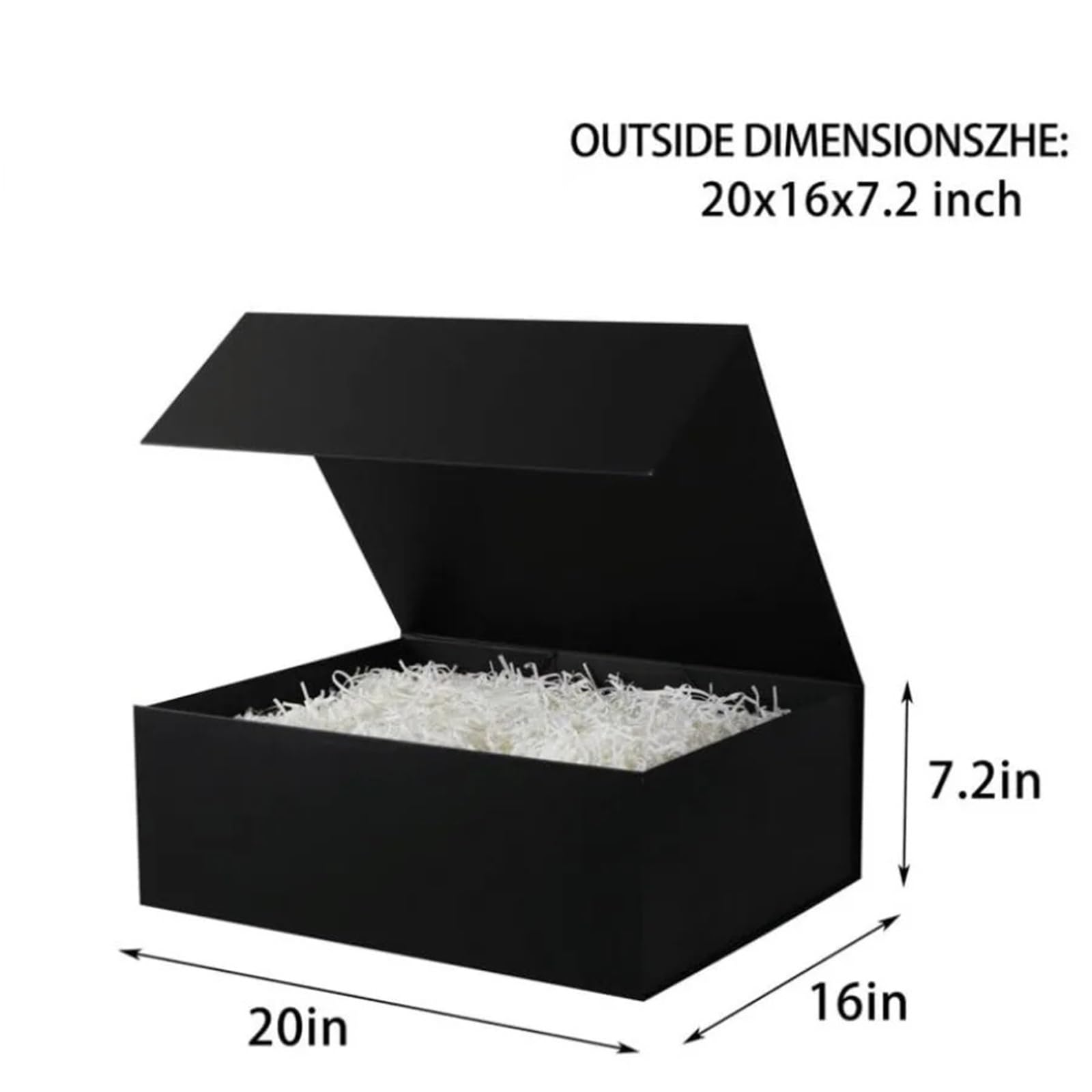 Confezione regalo nera extra large 20x16x7 pollici per Compleanno, Natale | Confezione regalo for regali con coperchio a chiusura magnetica pieghevole, compleanno, Natale