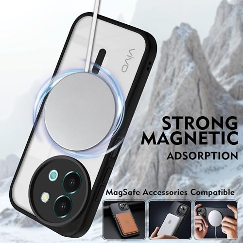 Image of V-TAN Back Cover for Vivo T3X 5G | TPU | Transparent Crystal Clear Magnetic Case Compatible with T3X | Camera Protective Shockproof Mobile Cover Design (Black)