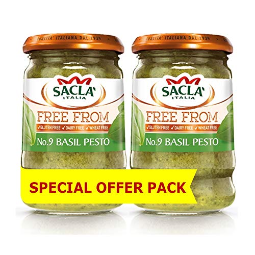 Sacla Italian Pesto Basil Sauce Free From 190 gms (Pack of 2)