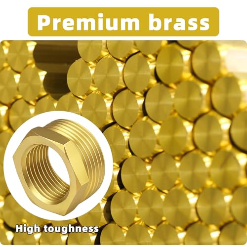 Image of 2pcs 1 Inch to 3 /4 Inch NPT Female Reducer Hex Bushing, Brass Reducing Hex Bushing Heavy Duty Threaded Pipe Fitting Adapter for Plumbing Gas Hydraulic Systems