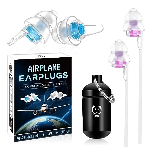 Naiicute Ohrstöpsel Flugzeuge Mit Band 2 Paar, Silikon & Thermoplastische Elastomere, Ohrstöpsel, 25dB Lärmdämmung, Blau + Lila, Für Fliegen