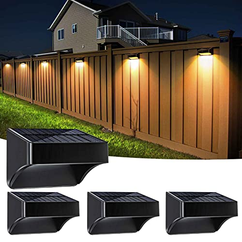 Amiluo Solar Fence Lights 4 Pack Warm White & 8 RGB Fixed Colors, Solar Outdoor Wall Lights IP65 Waterproof Fence Solar Light, Color Glow Light Outside Solar Deck Light for Backyard Wall Step Holiday Amiluo Solar Fence Lights 4 Pack Warm White & 8 RGB Fixed Colors, Solar Outdoor Wall Lights IP65 Waterproof Fence Solar Light, Color Glow Light Outside Solar Deck Light for Backyard Wall Step Holiday