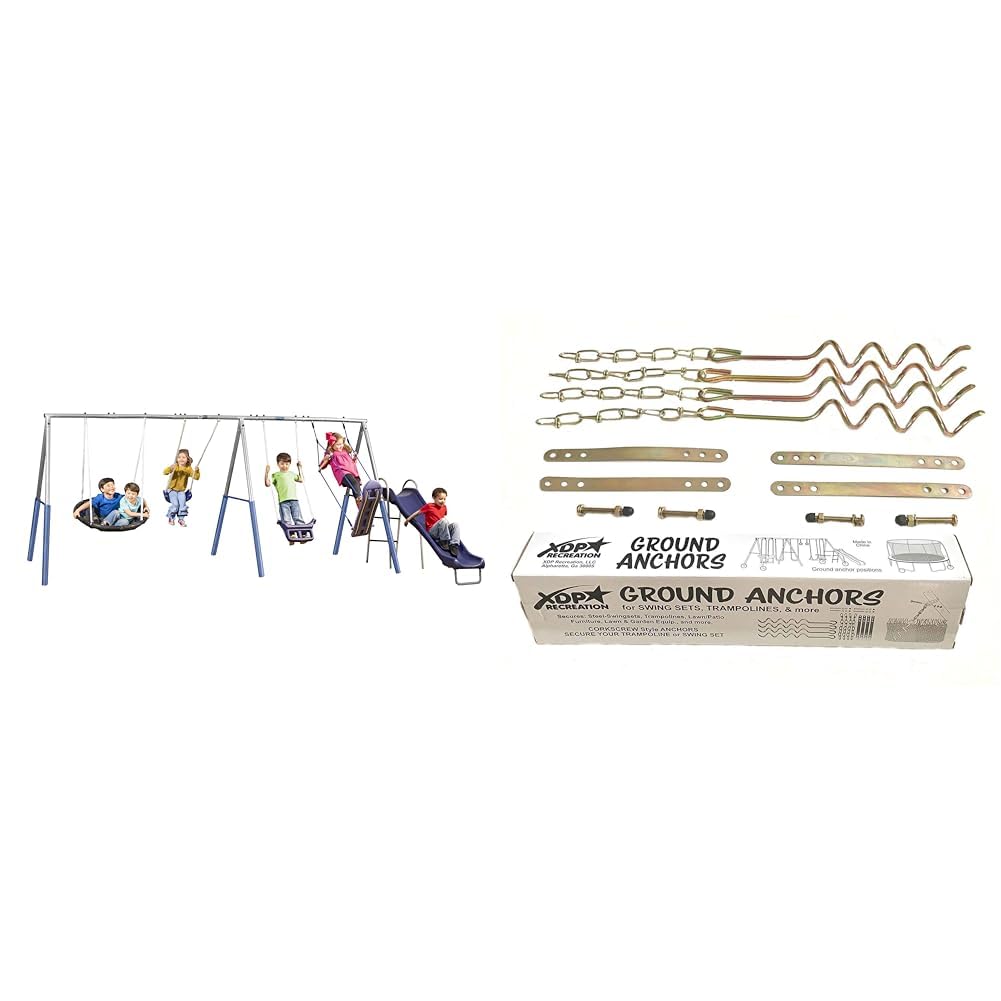 Surf N Swing'in 6 User Swing Set Bundle with Ground Anchors
