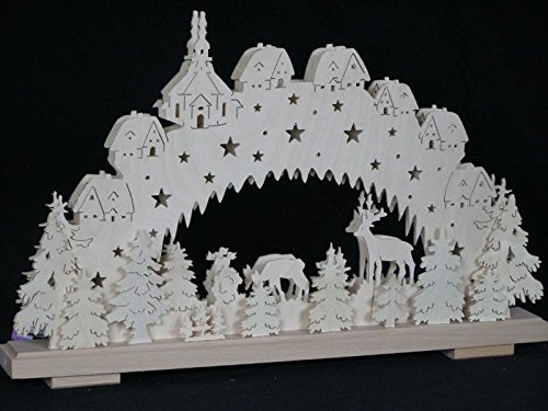 Voûte en bois motifs église et forêt cadeau de Noël idéal 50cm