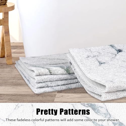 Image of Square Shower Mat Non Slip: 24x24 Inch Shower Floor Mat with Drain Hole in Middle, Super Soft and Comfortable PVC Loofah Massage Bath Mat for Shower, Anti Slip Shower Stall Mat, Quick Drying